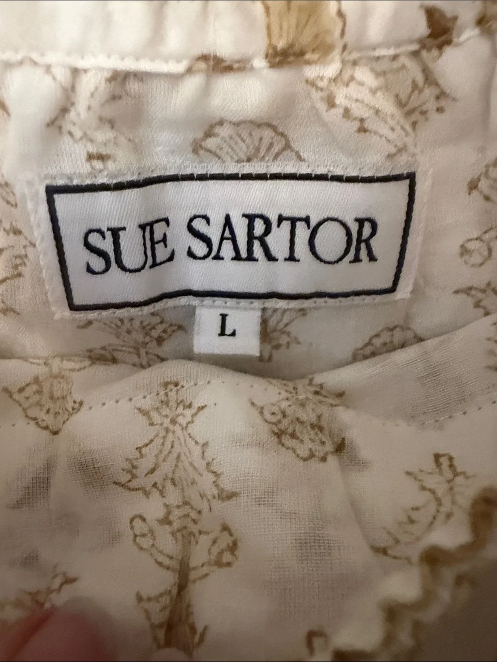 Sue Sartor Maxi Dress size Large gold off white tiered strapless